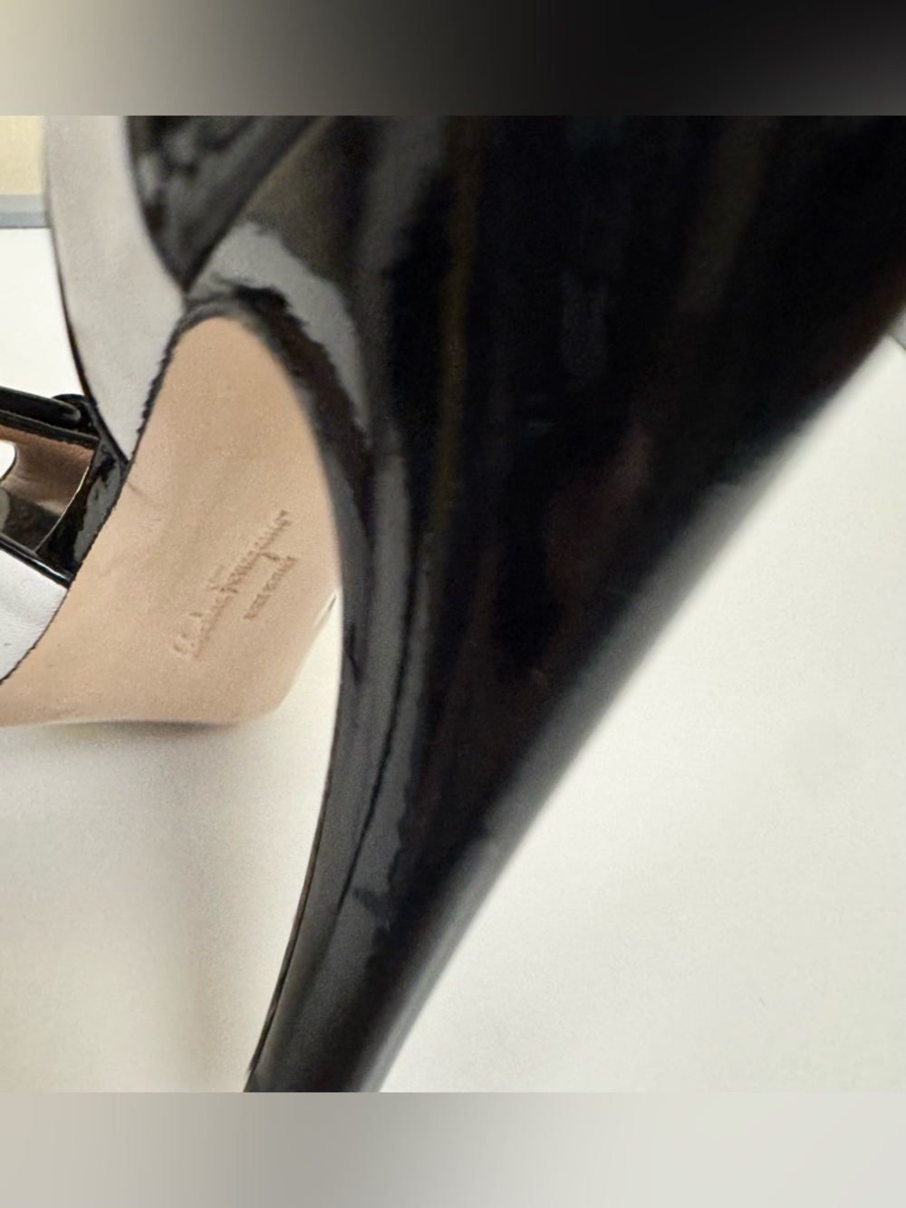 Salvatore Ferragamo Manuela 11 BCM Patent Leather Peep Toe Pumps - Picture 9 of 10